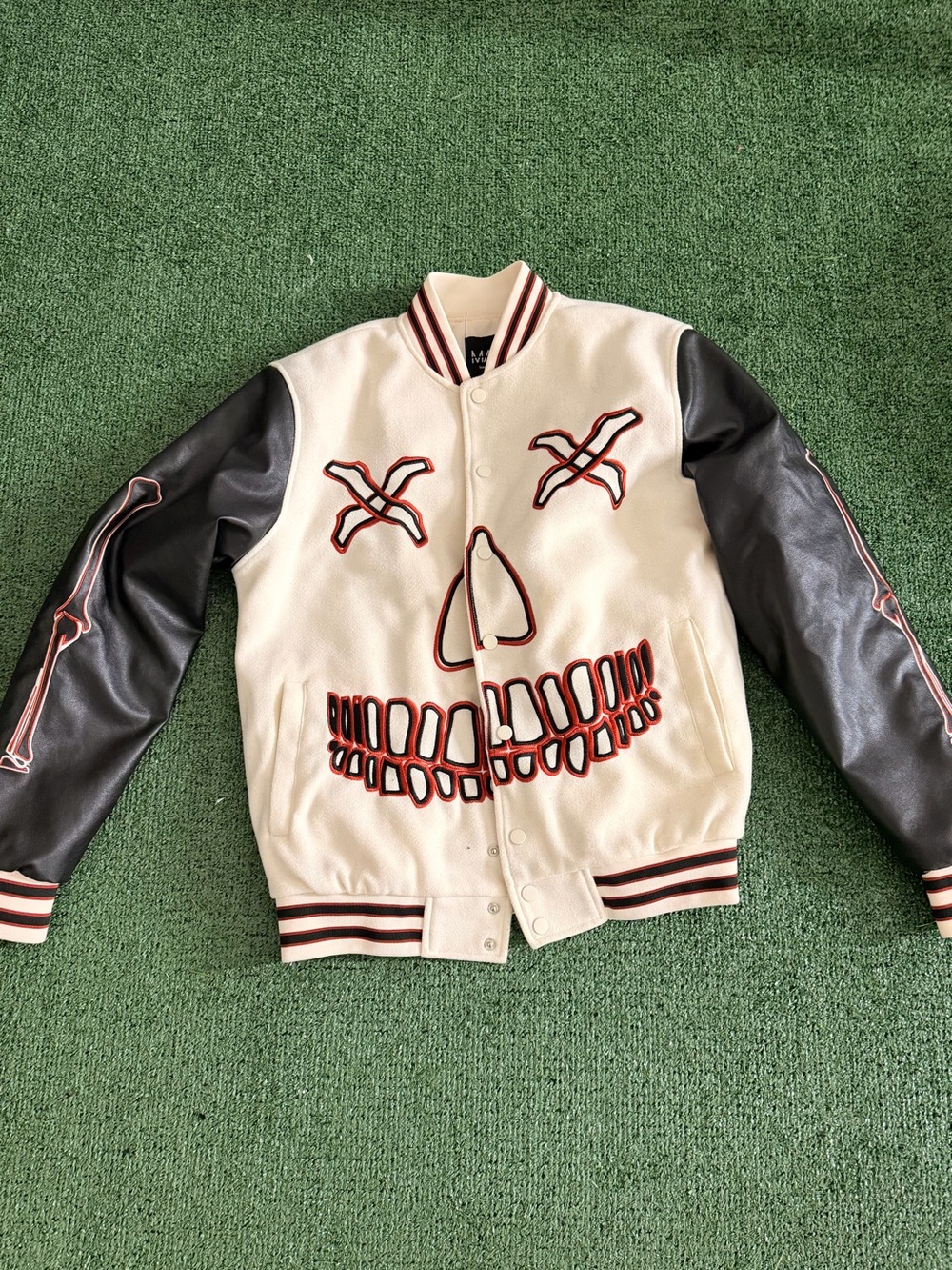 Men’s Bomber Jacket with Red & Black Stripe Collar
